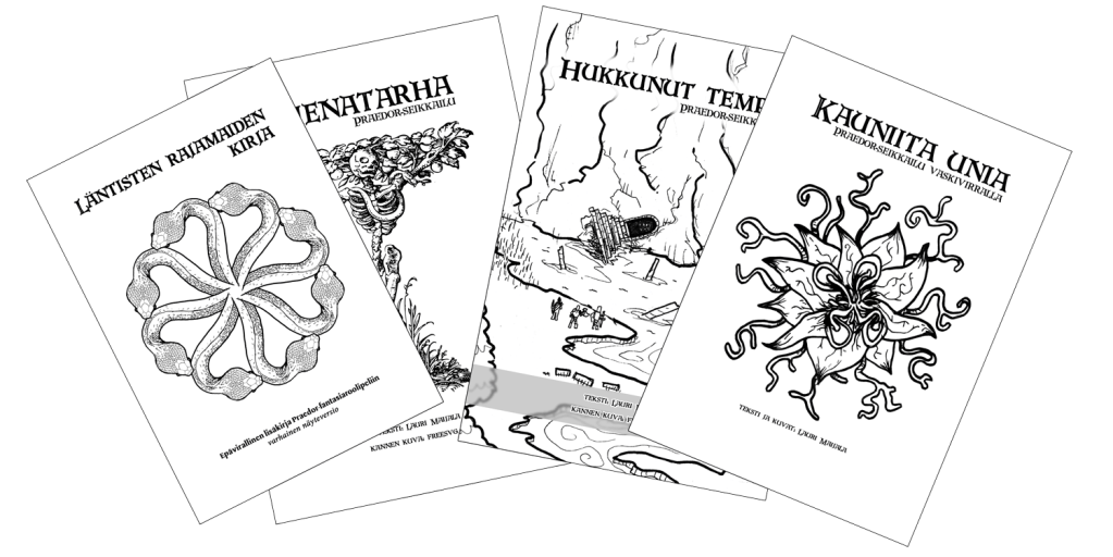 Cover art of four fan made supplements.